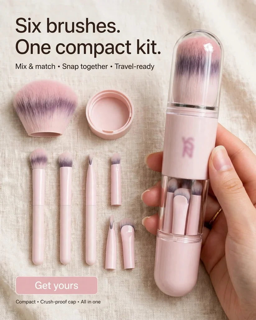 💄 Retractable Makeup Brush Kit – Portable Blush & Lip Applicators
