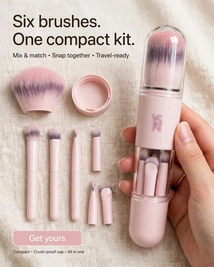 💄 Retractable Makeup Brush Kit – Portable Blush & Lip Applicators
