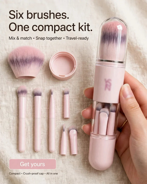 💄 Retractable Makeup Brush Kit – Portable Blush & Lip Applicators