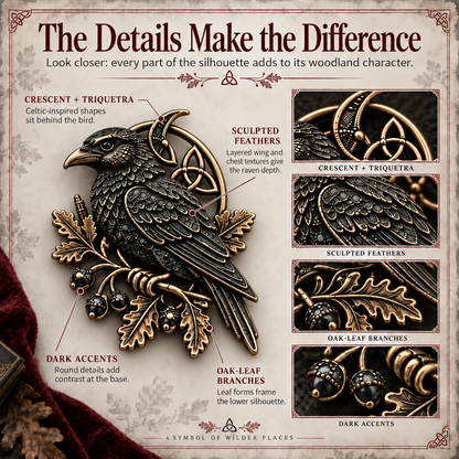 🐦‍⬛ Gothic Celtic Raven Brooch – Dark Academia Statement Pin