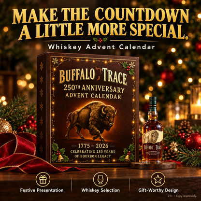 🎄 Whiskey-Themed Advent Calendar – Brown & Gold Holiday Presentation 🎁