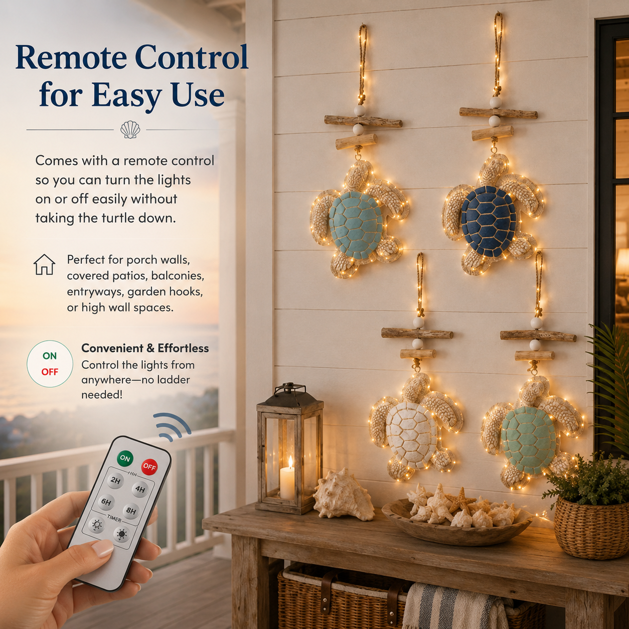 Lighted Coastal Sea Turtle Wall Decor with Remote