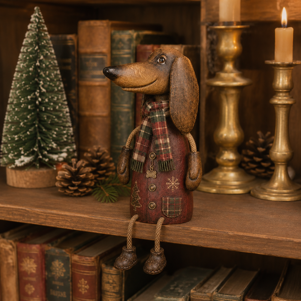 🐶🎄 Vintage Christmas Dachshund Shelf Sitter