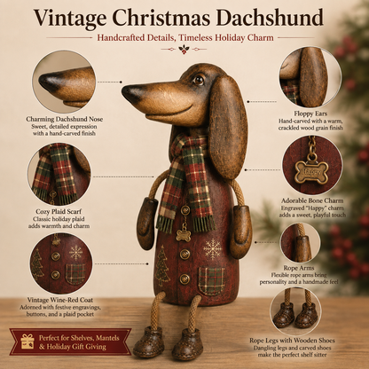 🐶🎄 Vintage Christmas Dachshund Shelf Sitter