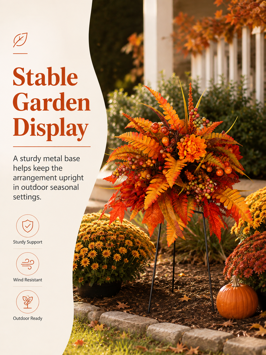 Autumn Harvest Floral Garden Stake Arrangement