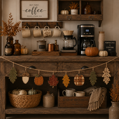 Vintage Farmhouse Autumn Wooden Garland