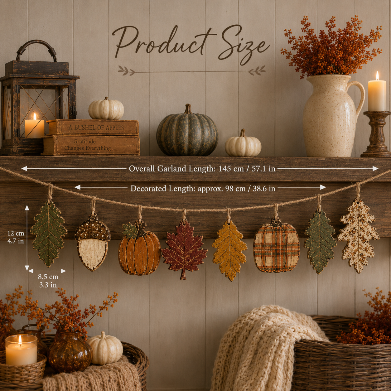 Vintage Farmhouse Autumn Wooden Garland