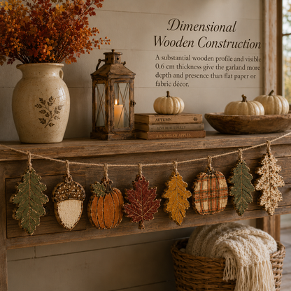 Vintage Farmhouse Autumn Wooden Garland
