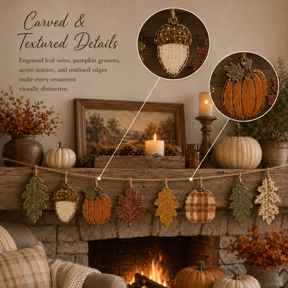 Vintage Farmhouse Autumn Wooden Garland
