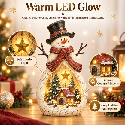 Vintage Lighted Snowman Village Decor