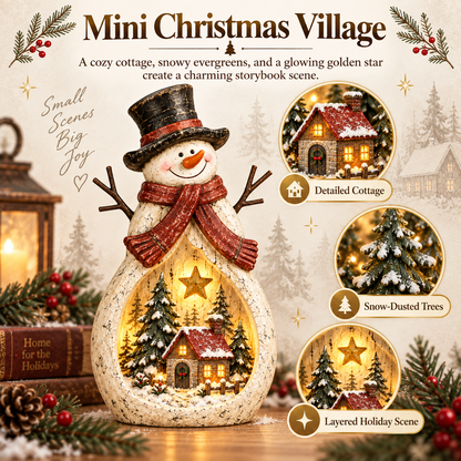 Vintage Lighted Snowman Village Decor