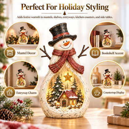 Vintage Lighted Snowman Village Decor