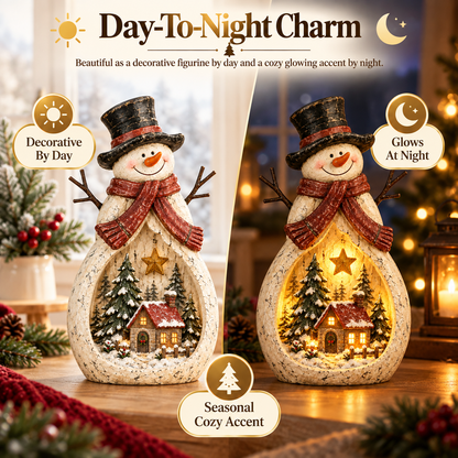 Vintage Lighted Snowman Village Decor