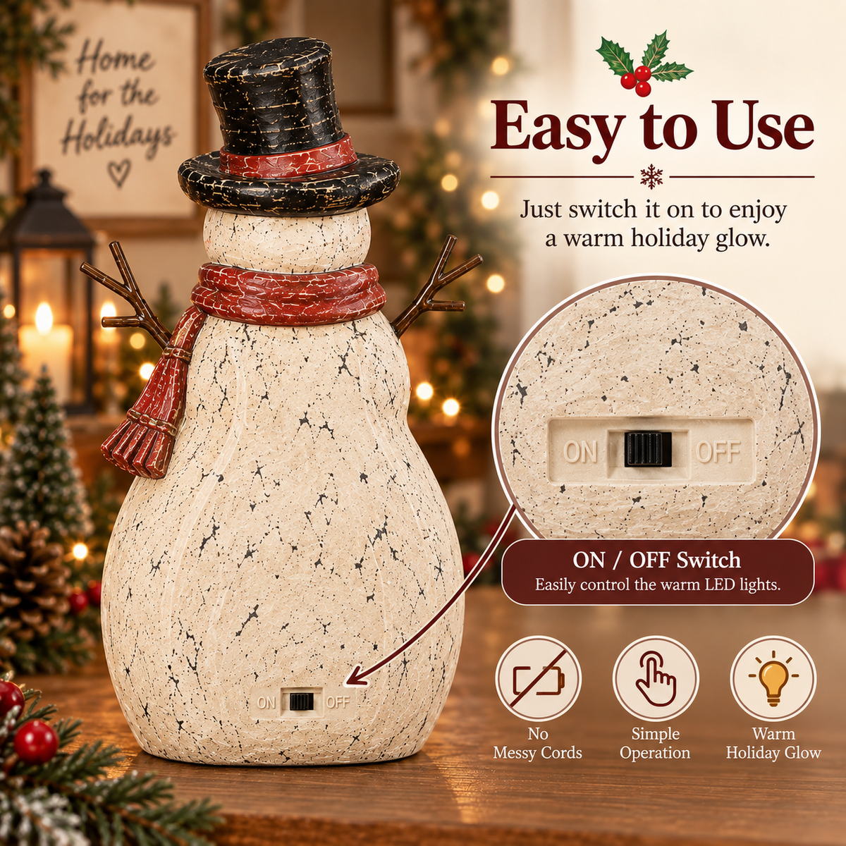 Vintage Lighted Snowman Village Decor