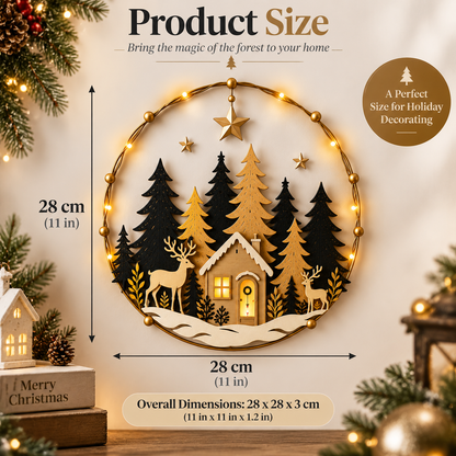Lighted Woodland Christmas Cabin Wall Decor