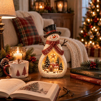 Vintage Lighted Snowman Village Decor