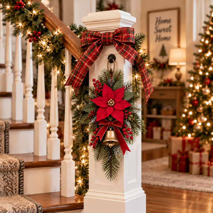 Kerstdecoratie bij een trap