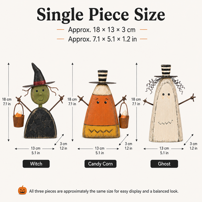 Primitive Halloween Wooden Figurines Set of 3