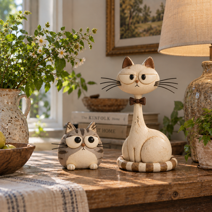 Vintage Folk Art Cat Sculptures