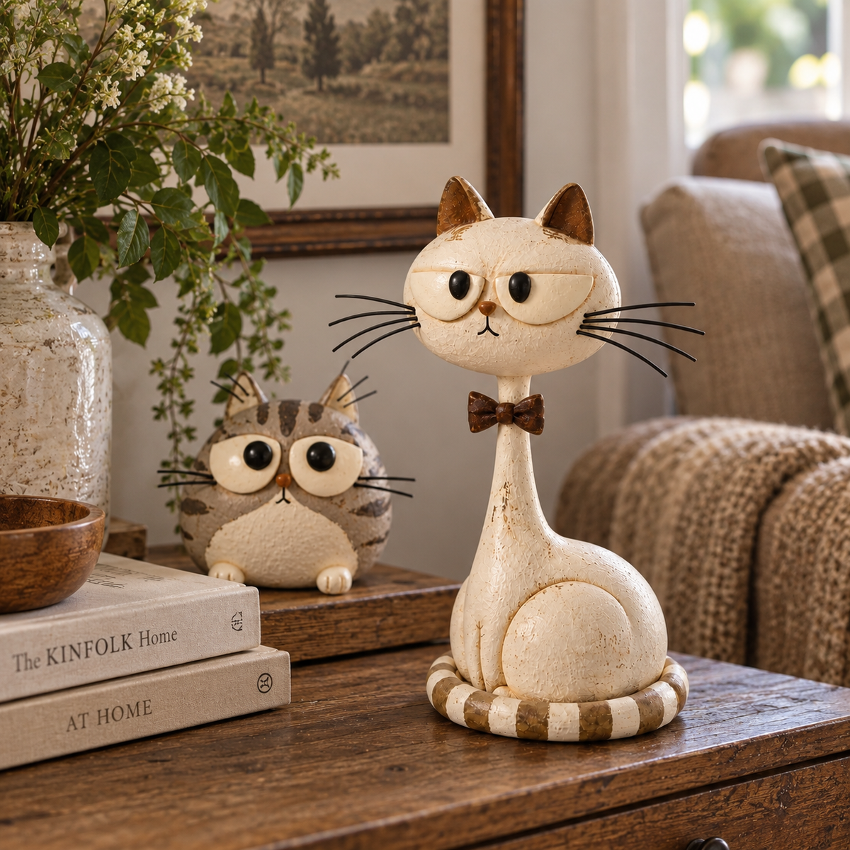 Vintage Folk Art Cat Sculptures