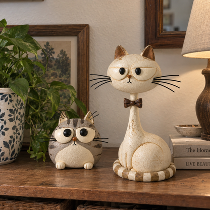 Vintage Folk Art Cat Sculptures