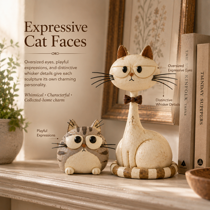 Vintage Folk Art Cat Sculptures