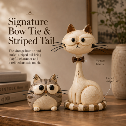 Vintage Folk Art Cat Sculptures