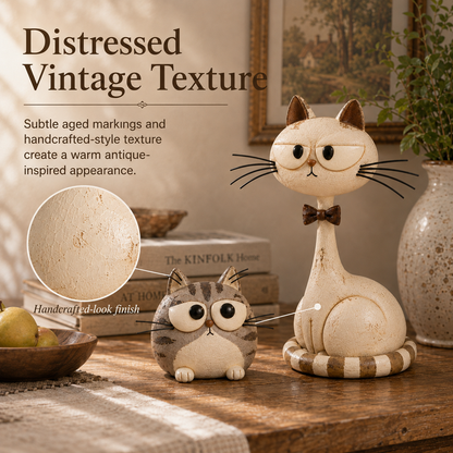 Vintage Folk Art Cat Sculptures