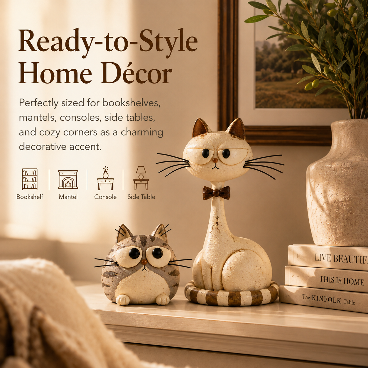 Vintage Folk Art Cat Sculptures