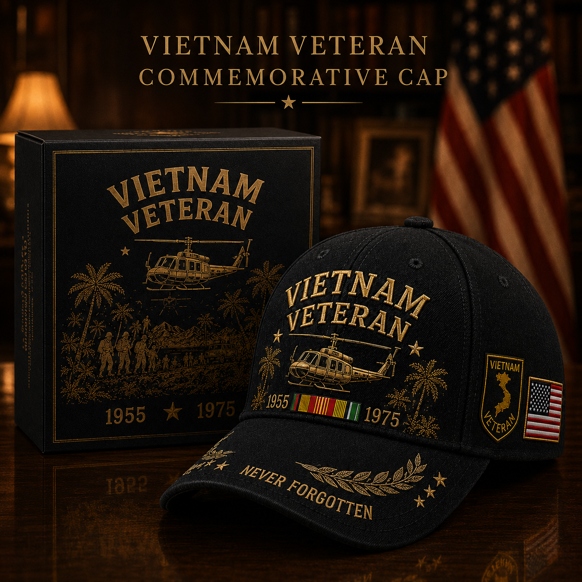 🇺🇸🎖️ Vietnam Veteran 1955–1975 Memorial Cap