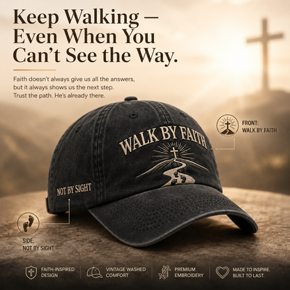 Walk by Faith Embroidered Vintage Washed Dad Hat ✝️