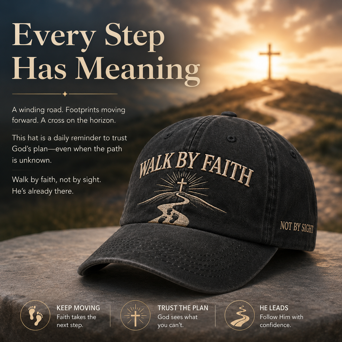 Walk by Faith Embroidered Vintage Washed Dad Hat ✝️
