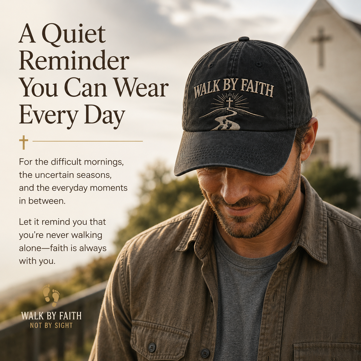 Walk by Faith Embroidered Vintage Washed Dad Hat ✝️