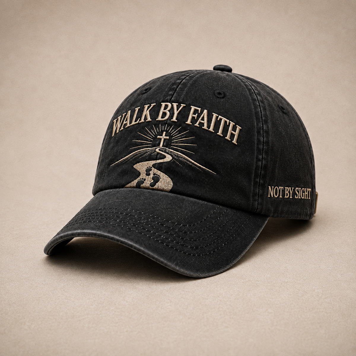 Walk by Faith Embroidered Vintage Washed Dad Hat ✝️