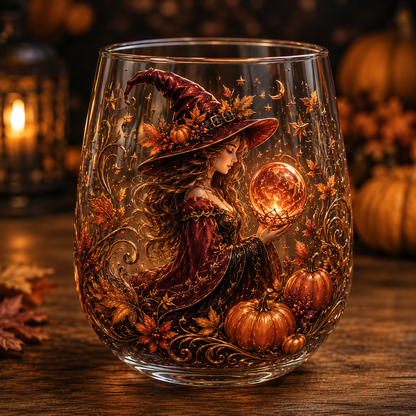 🧙‍♀️🔮 Enchanting Witch 3D Glass Art Cup | Mystical Raised Fantasy Glassware for Wine, Witchy Home Décor & Magical Gifts 🎁