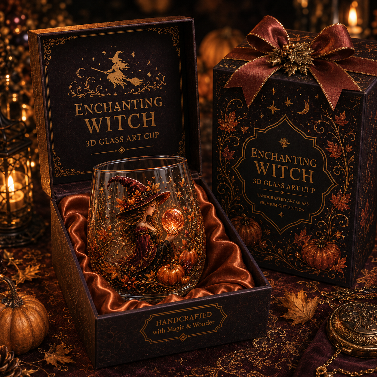 🧙‍♀️🔮 Enchanting Witch 3D Glass Art Cup | Mystical Raised Fantasy Glassware for Wine, Witchy Home Décor & Magical Gifts 🎁