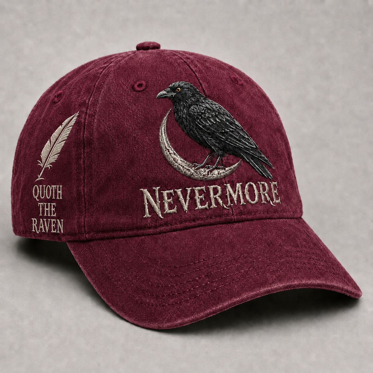 🖤🪶 Vintage Raven Embroidered Baseball Cap | Gothic Bird Lover Hat