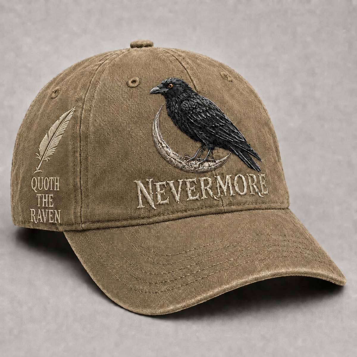 🖤🪶 Vintage Raven Embroidered Baseball Cap | Gothic Bird Lover Hat