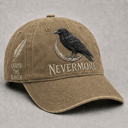 🖤🪶 Vintage Raven Embroidered Baseball Cap | Gothic Bird Lover Hat