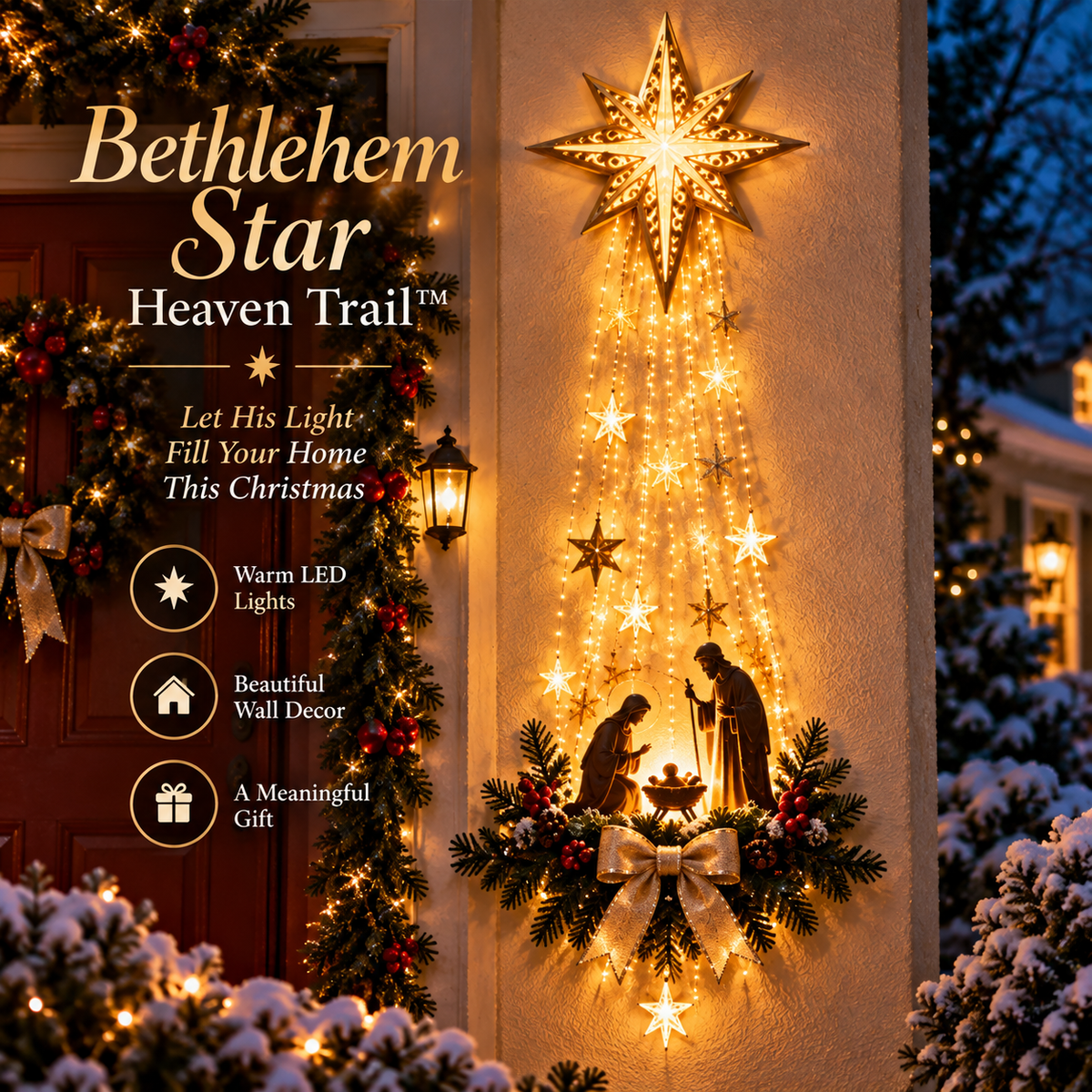 ✨ Star of Bethlehem Christmas Wall Light – Sacred Nativity Home Decor