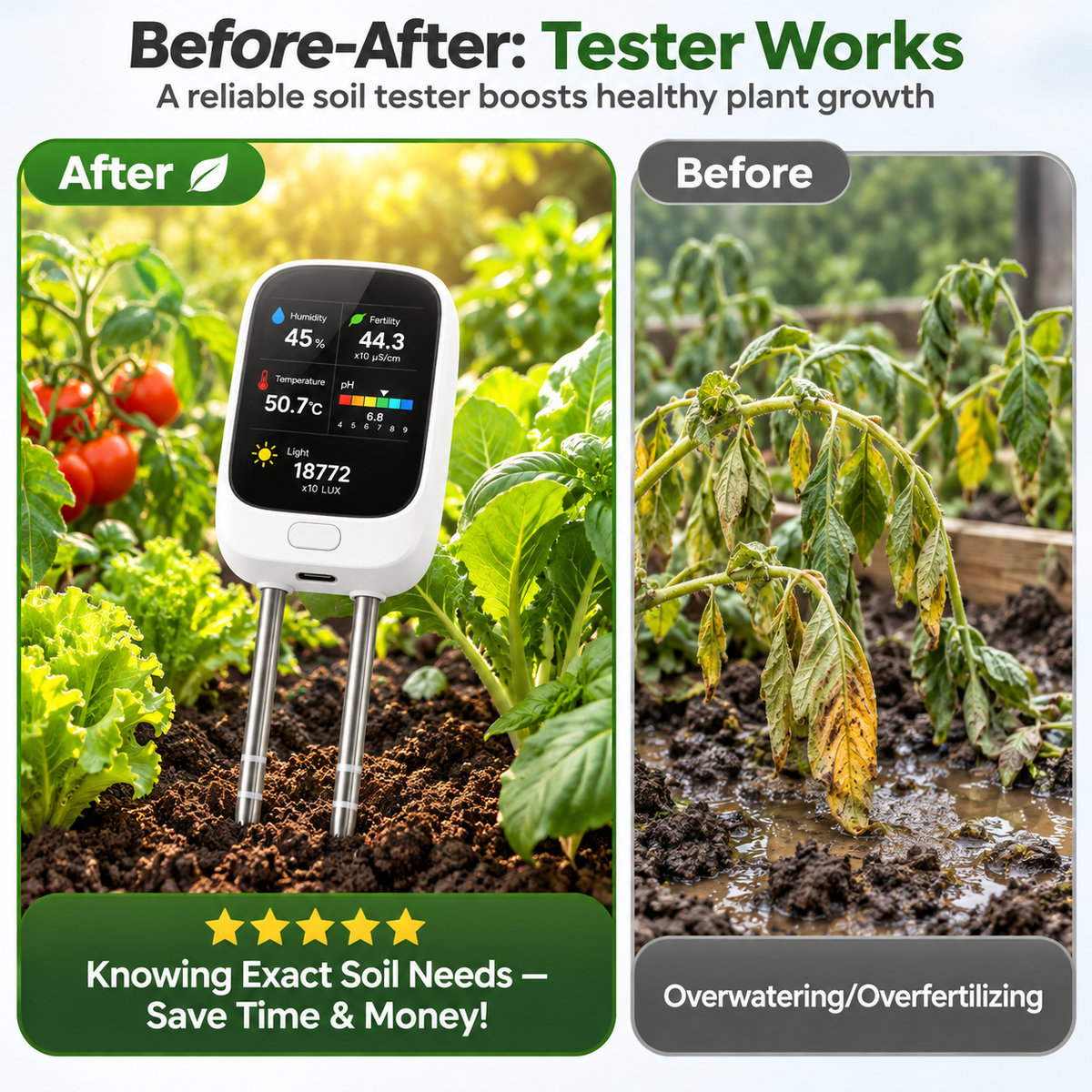 Professional High-Precision Digital 6-in-1 Soil Tester & Environment Meter