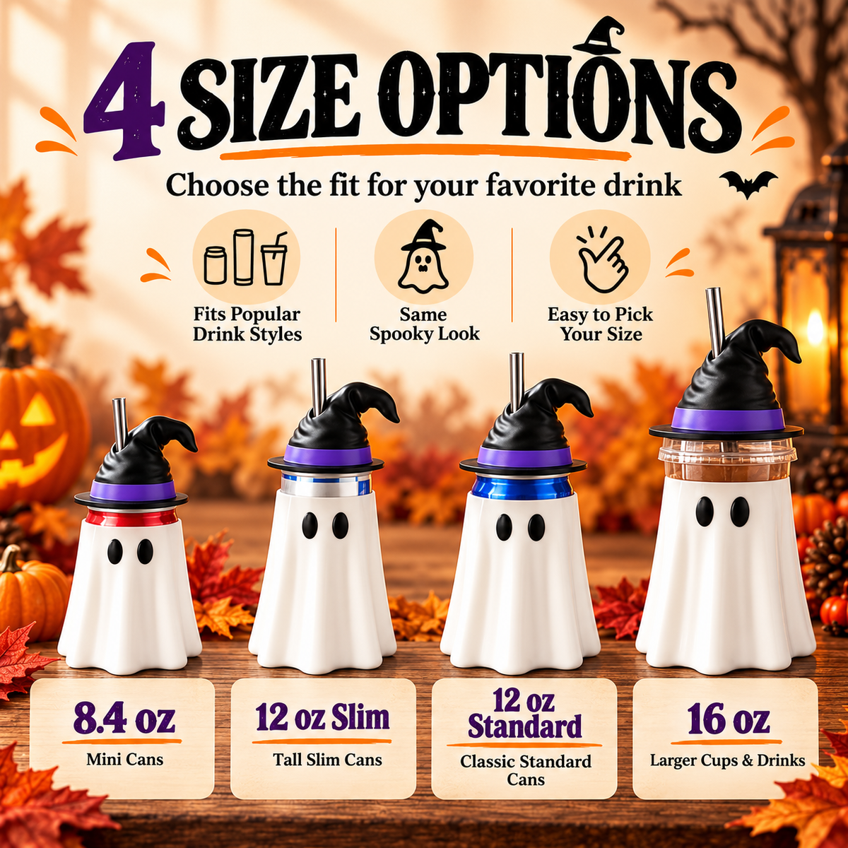 👻 Spooky Sips Ghost Drink Sleeve – Cute Halloween Coffee Cup Cozy