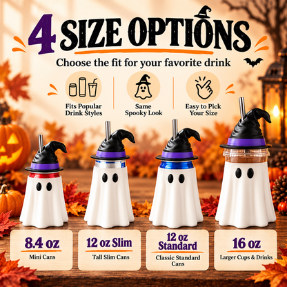 👻 Spooky Sips Ghost Drink Sleeve – Cute Halloween Coffee Cup Cozy