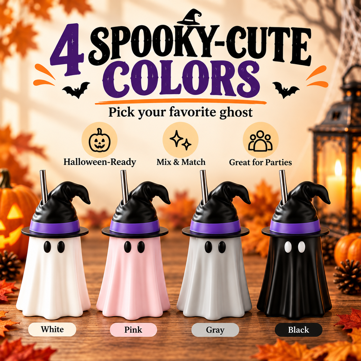 👻 Spooky Sips Ghost Drink Sleeve – Cute Halloween Coffee Cup Cozy