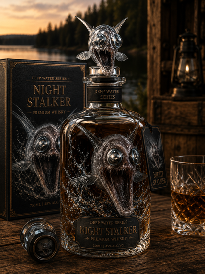 🌊 Night Stalker Deep Water Whiskey Decanter – 3D Deep-Sea Creature Collector Bottle & Unique Gift