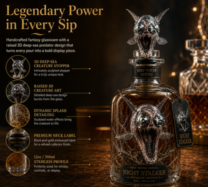 🌊 Night Stalker Deep Water Whiskey Decanter – 3D Deep-Sea Creature Collector Bottle & Unique Gift