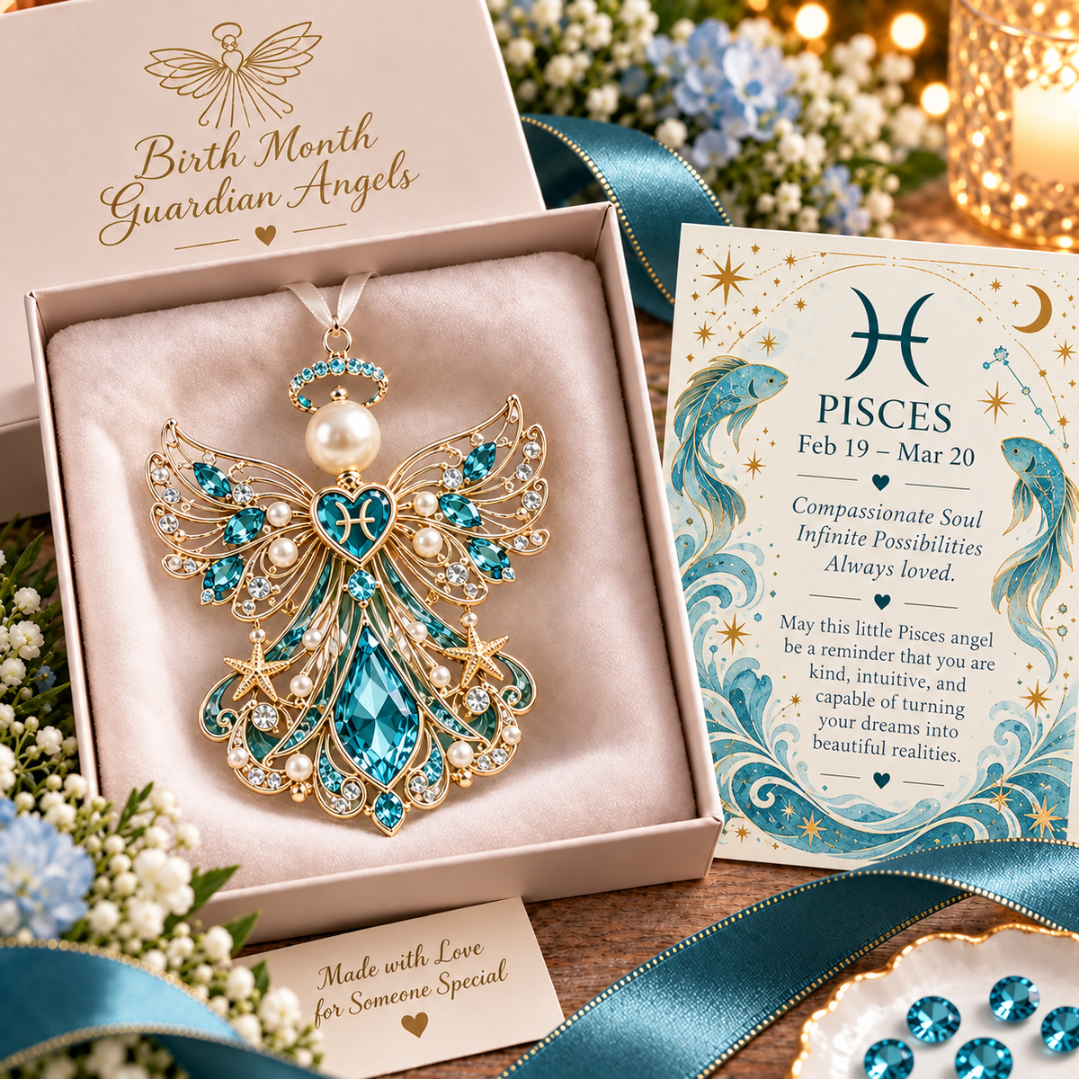 🌟Christmas Zodiac Birthstone Guardian Angel Card👼
