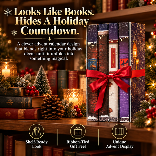 🎄 Christmas Book-Style Advent Calendar – Fold-Out Winter Village, Daily Holiday Surprises & Festive Shelf Décor 🎁✨