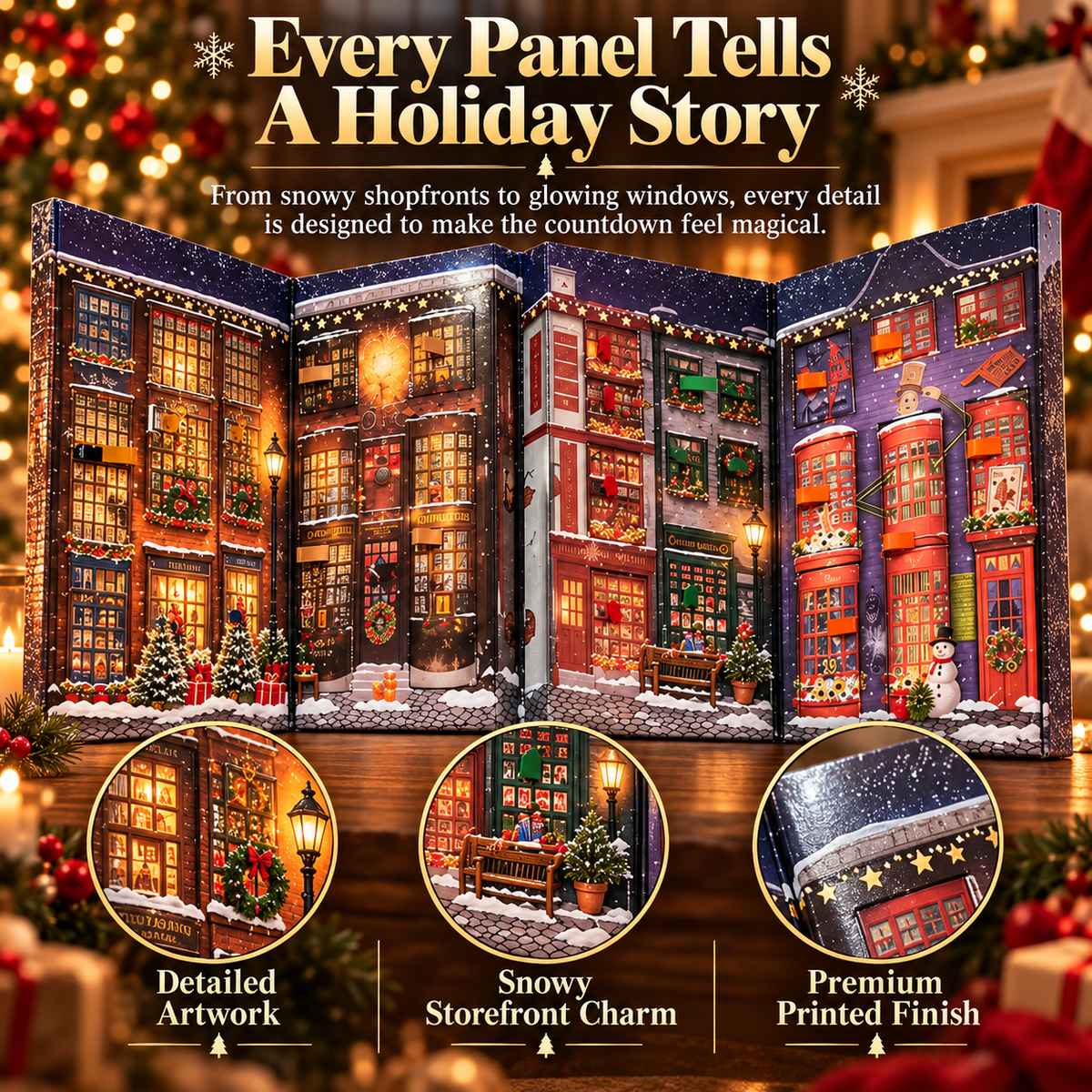 🎄 Christmas Book-Style Advent Calendar – Fold-Out Winter Village, Daily Holiday Surprises & Festive Shelf Décor 🎁✨