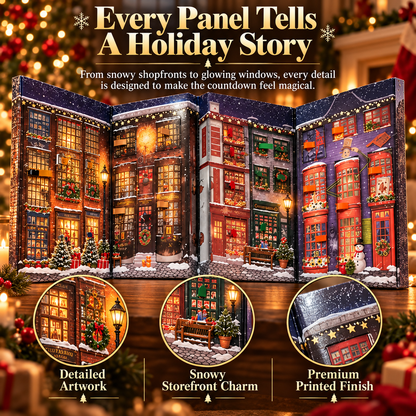 🎄 Christmas Book-Style Advent Calendar – Fold-Out Winter Village, Daily Holiday Surprises & Festive Shelf Décor 🎁✨